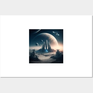 Space Moon Base Posters and Art